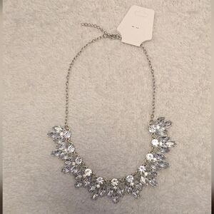 NWT Silver Crystal Statement Necklace